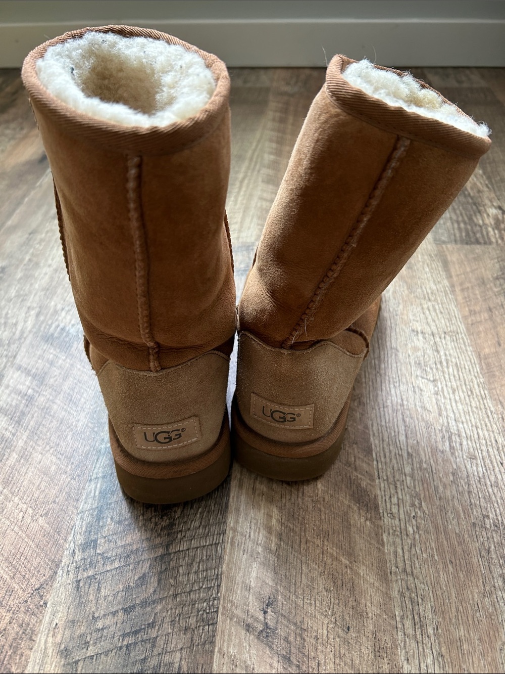 UGG Tall Chestnut Suede Shearling Boots